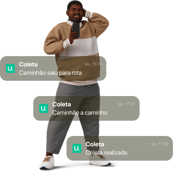 Personagem usando celular