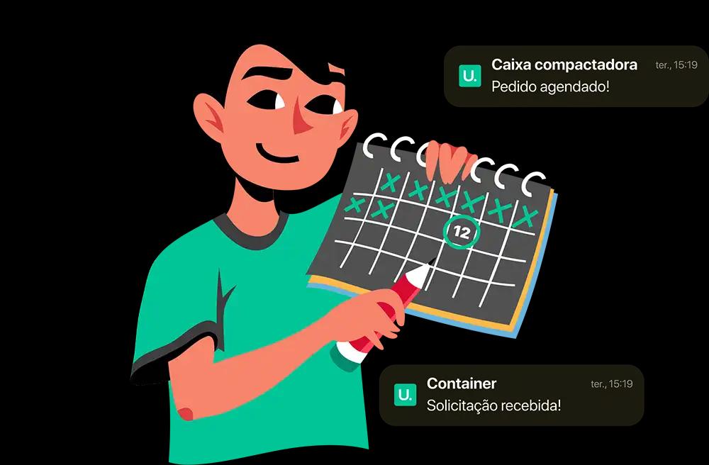 Ilustração humano com calendário